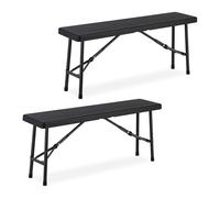 Relaxdays Banc pliable aspect bois lot de 2
