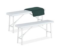 Relaxdays Banc Pliant Lot De 2 Blanc Banc De Jardin Banc Pliable Camping Plastique 1m Blanc