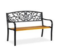 Relaxdays Banc rustique pour jardin en métal, bois