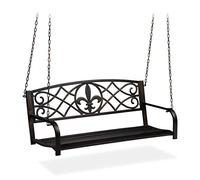 Relaxdays Banc Suspendu, 2 sièges, balançoire de Jardin à Suspendre, Design Vintage, métal,HlP 197x133x58cm, Noir bronzé