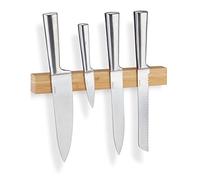 Relaxdays Bande aimantée en bambou 30 cm cuisine bar couverts couteau support magnétique 4 aimants, nature