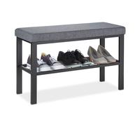 Relaxdays - Banquette à Chaussures, 1 étagère, Meuble D'Entrée Avec Assise, Matelassé, Hxlxp 50,5 X 81 X 32 Cm, Noir/gris