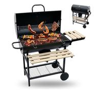 Relaxdays Barbecue au Charbon avec Couvercle, 95x114,5x69 cm, thermomètre | acier thermolaqué, chariot