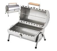 Relaxdays Barbecue de table 2 grilles 34 x 21,5 cm, argent | camping & outdoor, pliable et fumoir, poignée bois, inox