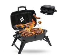 Relaxdays Barbecue de table pliable portable 34x59x36 cm, acier noir