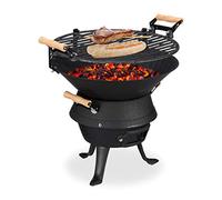 Relaxdays Baril de barbecue en fonte de fer 10026547 - foyer réglable, aération, 40x45x36 cm, noir