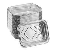 Relaxdays Barquettes alimentaires, Lot de 50, récupération graisse, barbecue, L x P : 18,5 x 13 cm, aluminium, argenté