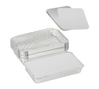 Relaxdays Barquettes en Aluminium avec Couvercle, 25 pièces, 1800 ML, pour Cuisson & Grill, récipients alu, argentés