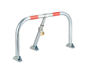 Relaxdays Barrage espace de stationnement, pliable, barre, cadenas, en acier. HlP 45x76x32 cm, blocage parking, argenté