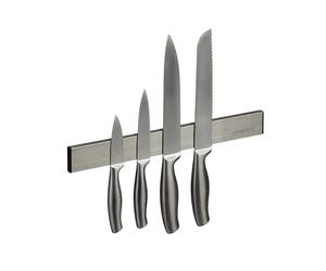 Relaxdays Barre aimantée en Acier Inoxydable, Support Autocollant, 30 cm de Long, pour Couteaux & Outils, argenté - Noir