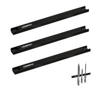 Relaxdays Barre magnétique, Lot de 3, Porte-Outils aimanté, Couteaux, ustensiles, 30 cm de Long, Montage Mural, Noir