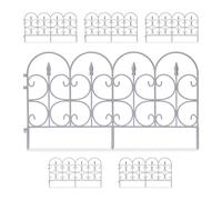 Relaxdays Barrière de Jardin, à Planter, Design Antique, en Plastique, 6 éléments chacun HL : 38 x 68,5 cm, Grise