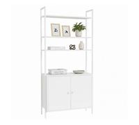 Étagère Relaxdays, H x L x P : 159,5 x 60 x 24 cm, 6 Compartiments, Meuble de Rangement, MDF et métal, Blanche