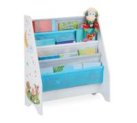 Relaxdays Bibliothèque enfants, 4 casiers suspendus, motif feu, étagères pour livres HlP: 71x62x29 cm, multicolore