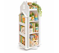Étagère rotative Relaxdays, design maison, dimensions (H x L x P) : 109,5 x 40 x 40 cm, en MDF laqué, étagère rotative, 3 compartiments ouverts, blanche