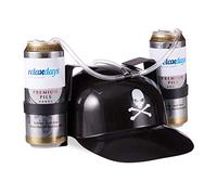 Relaxdays- Bière Pirate Boisson avec Tuyau 2 Canettes Casque Anti Soif Tête de Mort Fête Carnaval, Noir, Adulte Unisexe, 10022790, Blanc, HLP 13 x 32 x 28 cm