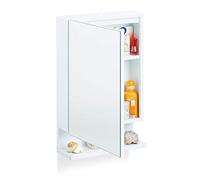 Relaxdays, Blanc Armoire de Toilette 1 Porte Miroir 3Tablettes Prise Courant Meuble Mural Placard SDB, 55x35x12 cm, HLP 55 x 35 x 12 cm