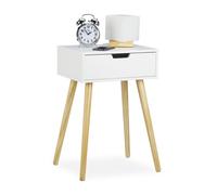 Relaxdays Table de chevet blanche avec tiroir