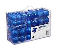 Relaxdays, bleu, Lot de 100, Décoration, polies, scintillantes et luisantes, Boule de Noël ∅ 3, 4&6 cm, polystyrène, 7 x 6 x 6 cm