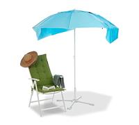 Relaxdays, bleu Parasol, abri de plage, Protection anti UV, Jardin, Terrasse, Avec sac de transport, Toile HxD 210x180cm