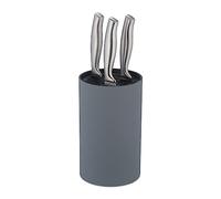 Relaxdays Bloc à Couteaux Non Garni, Range-Couteaux Rond, H x D : 18 x 11 cm, Plastique, Support Universel, Gris