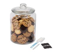 Relaxdays Bocal de Conservation hermétique en Verre 6 l, Rond, Transparent, 30 x 20 cm