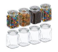 Relaxdays Bocal en Verre avec Couvercle, lot Pratique de 8, 750 ML, rectangulaire, hermétique, Transparent