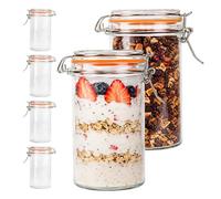 Relaxdays Bocaux, lot de 6, 500 ml, couvercle à pince, transparents, conservation des aliments