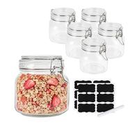 Relaxdays Bocaux, lot de 6, 750 ml, couvercle hermétique à pince, transparents, mise en conserve, conservation