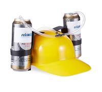 Relaxdays- Boisson de Fête, Casque à Tube, 2 Canettes de Bière, Article Drôle Carnaval Football, Jaune, Adulte Unisexe, 10022789_48, HLP 13 x 32 x 28 cm