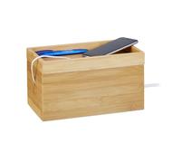 Relaxdays Boîte à câbles bambou, multiple, compact, universel, pratique, organisation câbles HxLxP 14x 25,5x14 cm nature