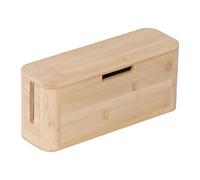 Relaxdays boîte à câbles pour multiprise 6 Prises, Bambou, Naturel | couvercle magnétique, 14,5x34x11 cm, cache-câbles