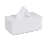 Relaxdays Boîte à mouchoirs avec Couvercle en Bambou, pour Salle de Bain, Moderne, HxLxP: 10x23x13 cm, Plastique, Blanc