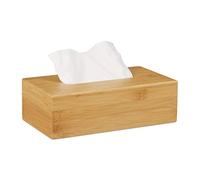 Relaxdays Boîte à mouchoirs Bambou, Lot de 2, HLP: 8,5x27,5x15,5 cm, Distributeur de cosmétiques et lingettes, Naturel