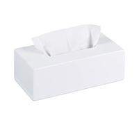 Relaxdays Boîte à mouchoirs, distributeur lingettes salle de bains, cuisine, bois bambou, HLP : 7,5 x 24 x 12 cm, blanc