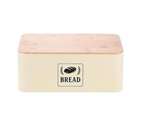 Relaxdays Boite à Pain, Couvercle Pratique, Design rétro, H x L x P : 13,5 x 33 x 19 cm, Beige et Nature