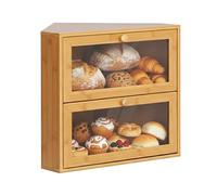 Relaxdays boîte à Pain d'angle Bambou 2 étages, H 35 x L 40 x P 27,5 cm, Naturelle
