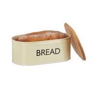 Boîte pain lot 2 ovale ronde rétro BREAD beige XL coffre corbeille couvercle