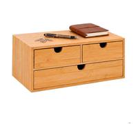Relaxdays Boîte à tiroirs bambou 3 tiroirs bureau & télétravail H x L x P : 13 5 x 33 x 21 cm organisateur nature