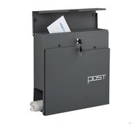 Relaxdays Boite aux lettres design moderne en métal 4 clés porte-journaux H x L x P : 38 x 37 x 12 cm anthracite