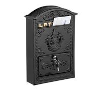 Relaxdays Boite aux Lettres, Design rétro, 2 clés, Jolis détails, H x L x P : 42 x 28 x 10 cm, Noir et doré