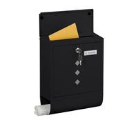 Relaxdays Boite aux Lettres, métal, 4 clés, Porte-journaux, Design Sobre, H x L x P : 38 x 31 x 14 cm, Noire