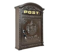 Relaxdays Boîte aux lettres murale vintage, fonte d'aluminium, grise | H x l x P 44,5 x 31 x 9,5 cm, toit rond