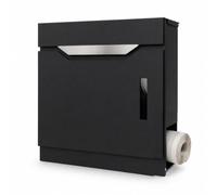 Relaxdays Boîte aux lettres, noir-argent | avec compartiment à journaux, H x L x P : 38 x 37 x 11,5 cm, fenêtre, 4 clés