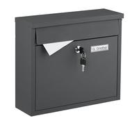 Relaxdays Boite aux Lettres, Porte-étiquette, en Fer, avec 4 clés, H x L x P : 31 x 36 x 12 cm, Anthracite