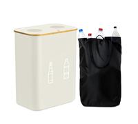 Relaxdays Boîte de Collecte de Bouteilles 160 l, 2 Poches, H x L x P : 75 x 57 x 37 cm, pour Verre et Plastique, Beige