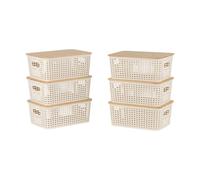Relaxdays Boîte de rangement avec couvercle bambou