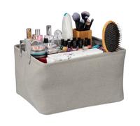 Relaxdays Boîte de Rangement en Tissu, Pliable, Organiseur, HxLxP : 30x48x38 cm, Caisse à poignées, Salle de Bain, Gris