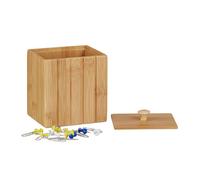 Relaxdays Boîte de rangement bambou couvercle boîte en bois rangement cuisine bijoux HxlxP: 11,5 x 10 x 8 cm, nature