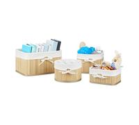 Relaxdays Boîte de rangement en bambou lot de 4